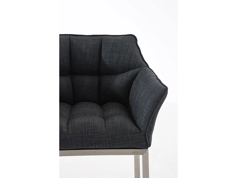 Tabouret de bar - Tissu & Acier inoxydable - Gris foncé - Damaso
