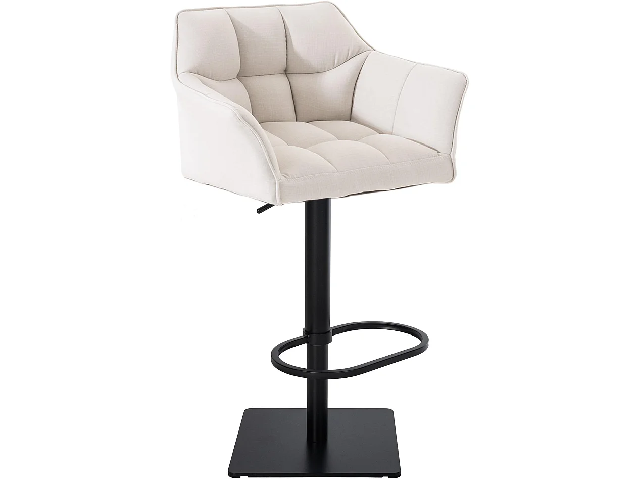 Tabouret de bar - Tissu & Noir - Blanc - Damaso