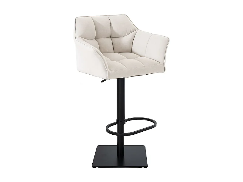 Tabouret de bar - Tissu & Noir - Blanc - Damaso