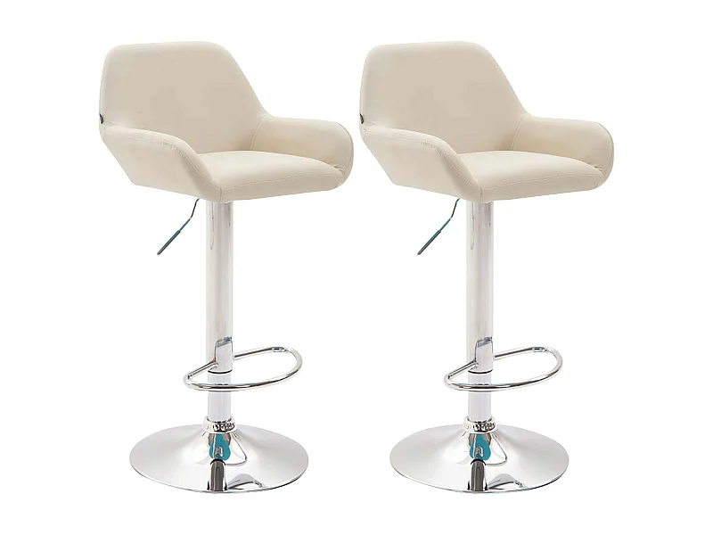 2er Set Barhocker - Kunstleder (PVC) & Metall matt schwarz - creme - Braga