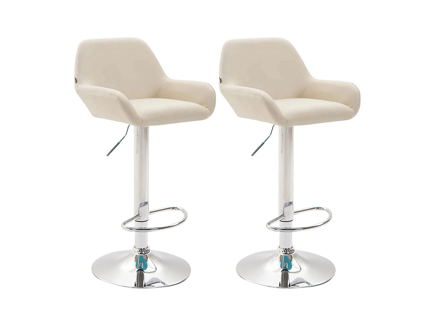 Lot de 2 Tabourets de bar - Similicuir (PVC) & Métal noir mat - Crème - Braga