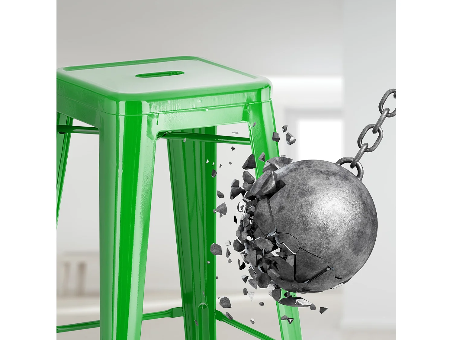 Lot de 4  Tabouret de bar - Métal - Vert - Joshua