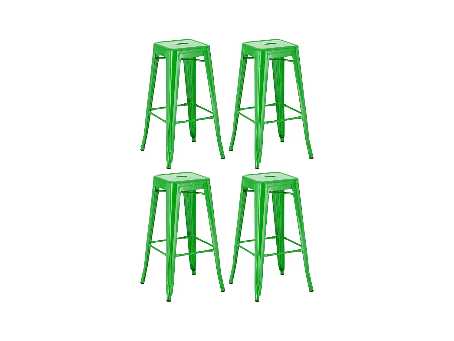 Lot de 4  Tabouret de bar - Métal - Vert - Joshua