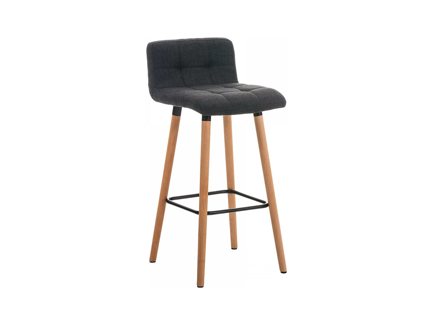 Tabouret de bar - Tissu & Noir - Gris foncé - Lincoln