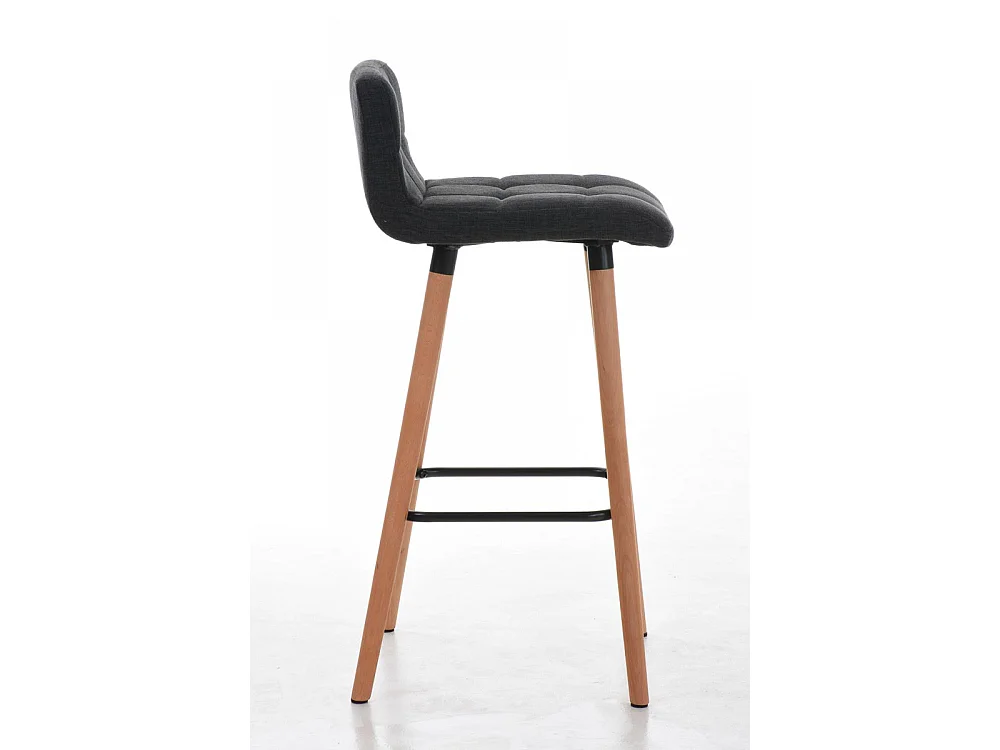 Tabouret de bar - Tissu & Noir - Gris foncé - Lincoln