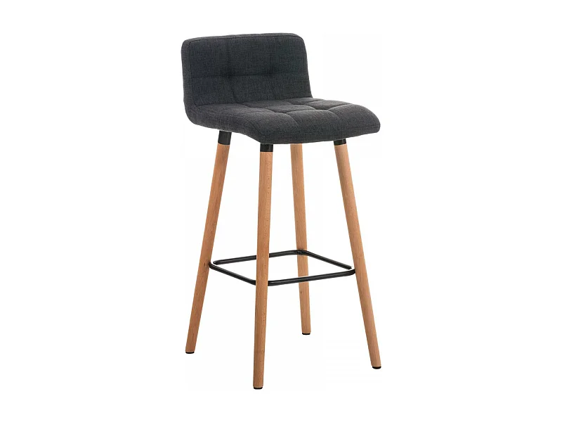 Tabouret de bar - Tissu & Noir - Gris foncé - Lincoln