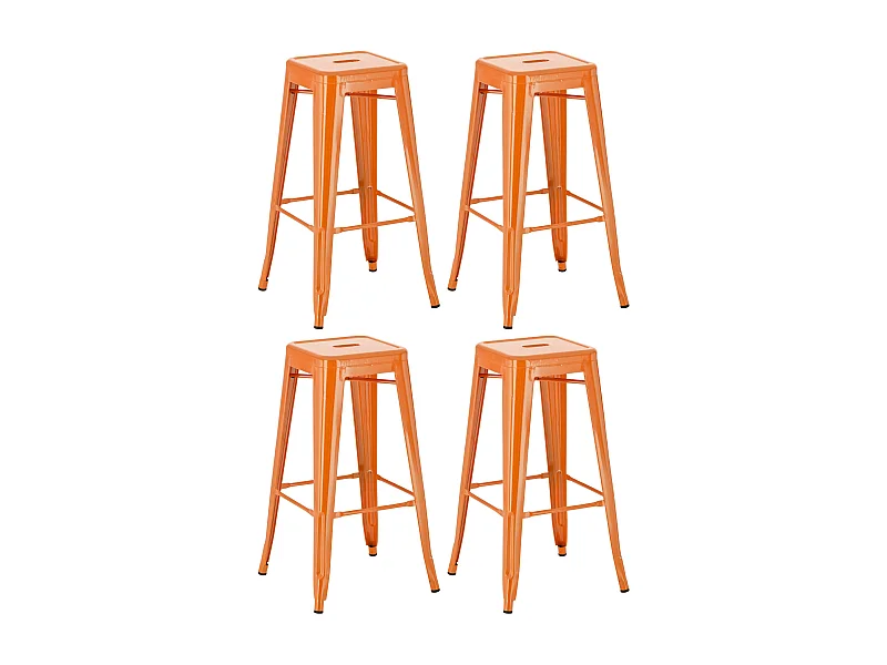 4er Set Barhocker - Metall - orange - Joshua