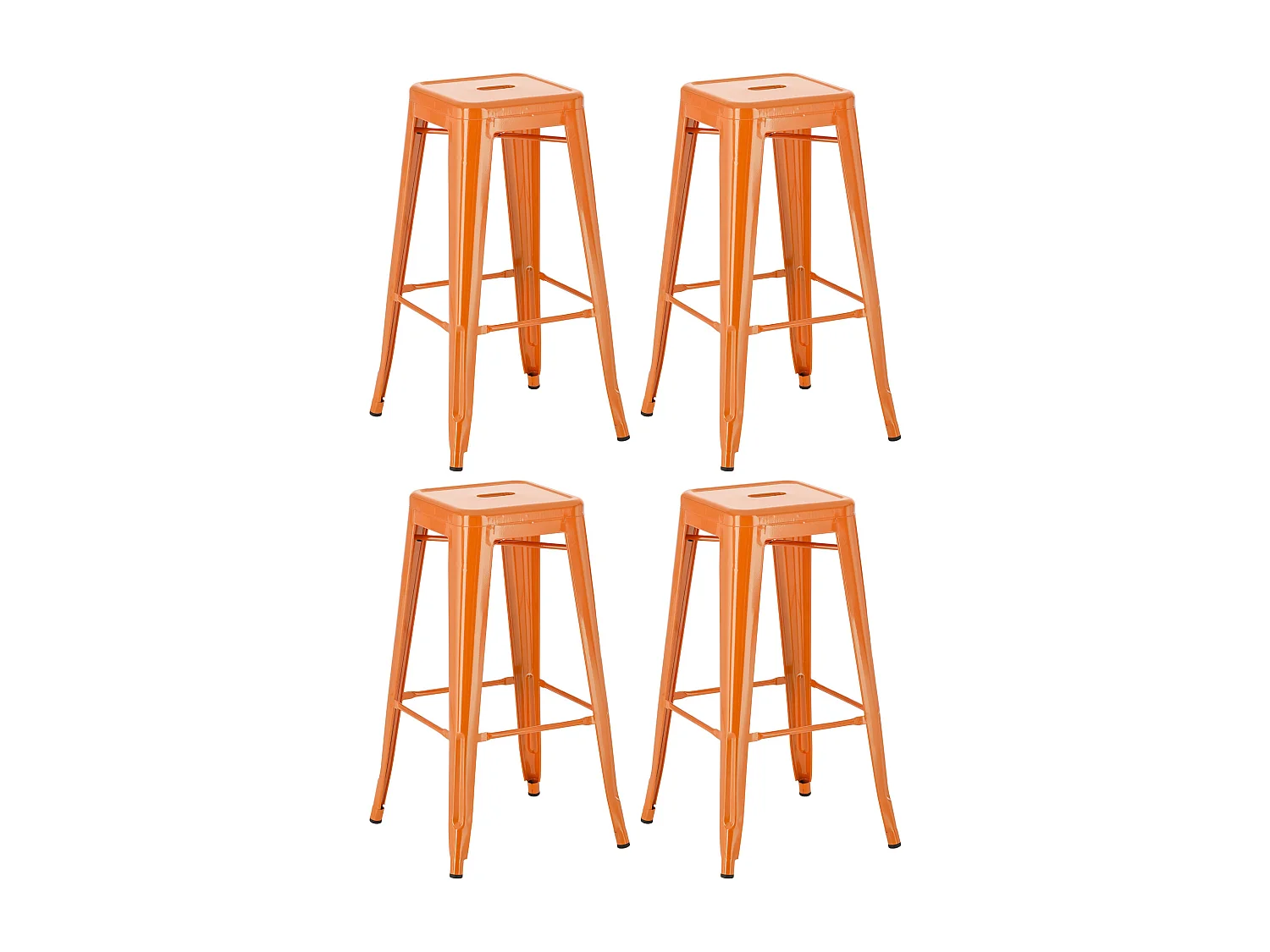 Lot de 4  Tabouret de bar - Métal - Orange - Joshua