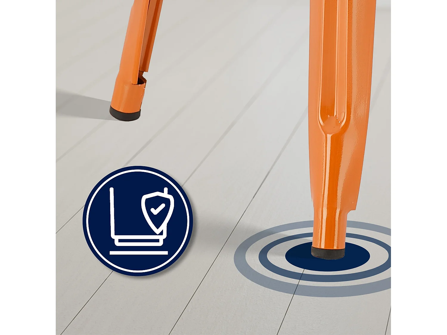 Lot de 4  Tabouret de bar - Métal - Orange - Joshua