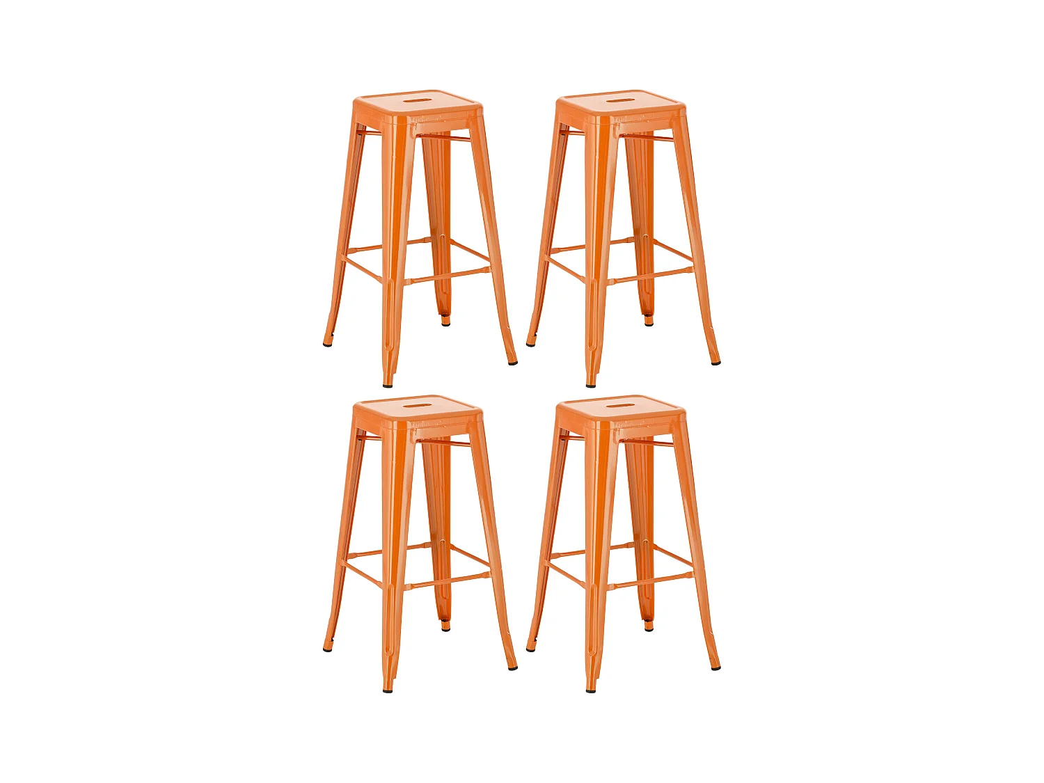Lot de 4  Tabouret de bar - Métal - Orange - Joshua