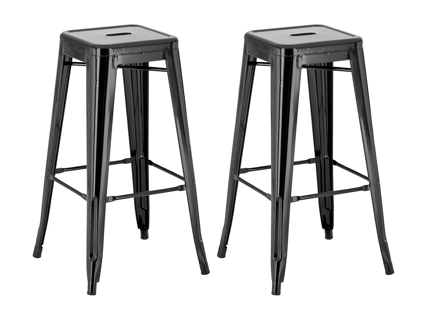 Lot de 2  Tabouret de bar - Métal - Noir - Joshua