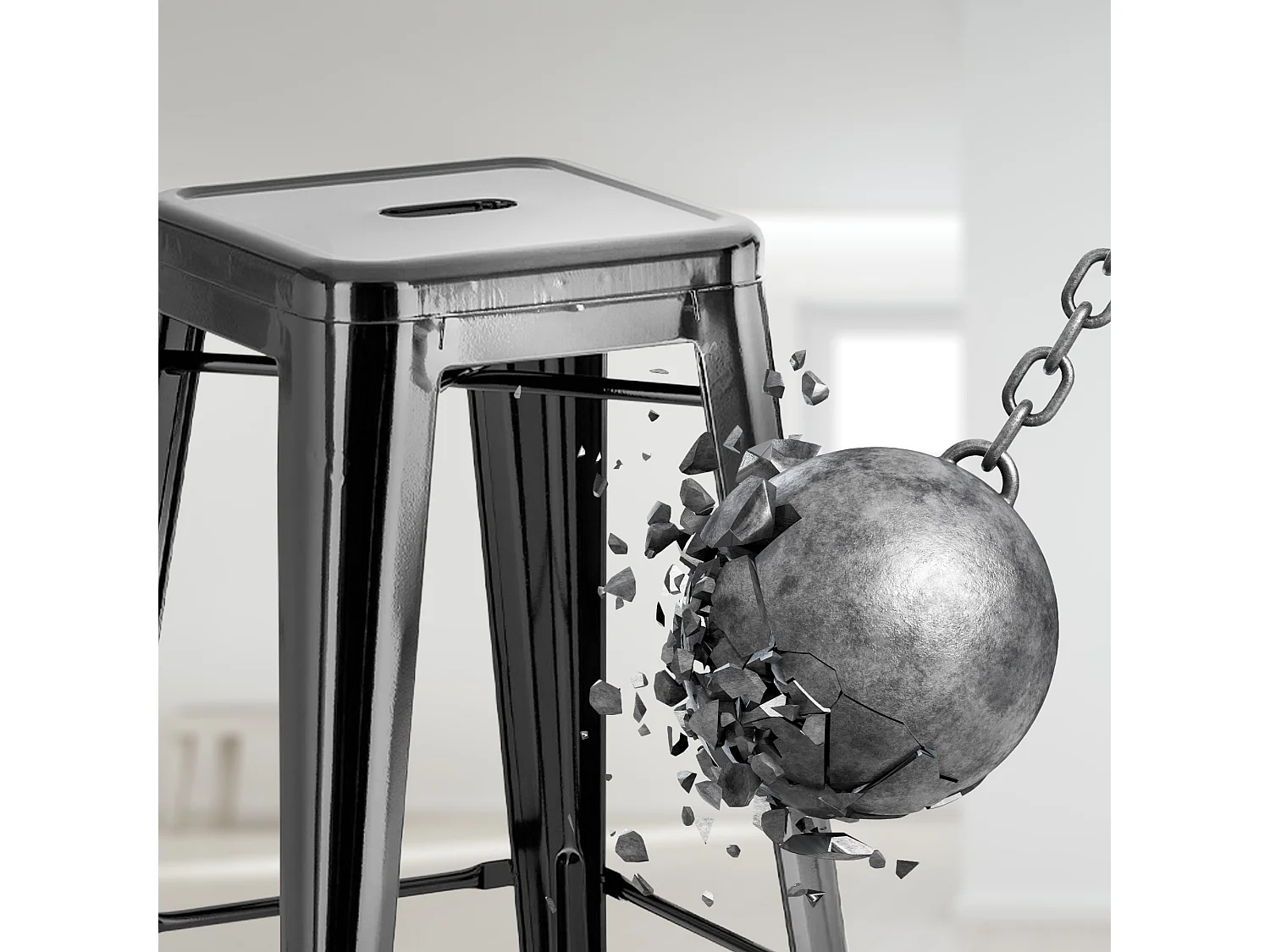 Lot de 2  Tabouret de bar - Métal - Noir - Joshua