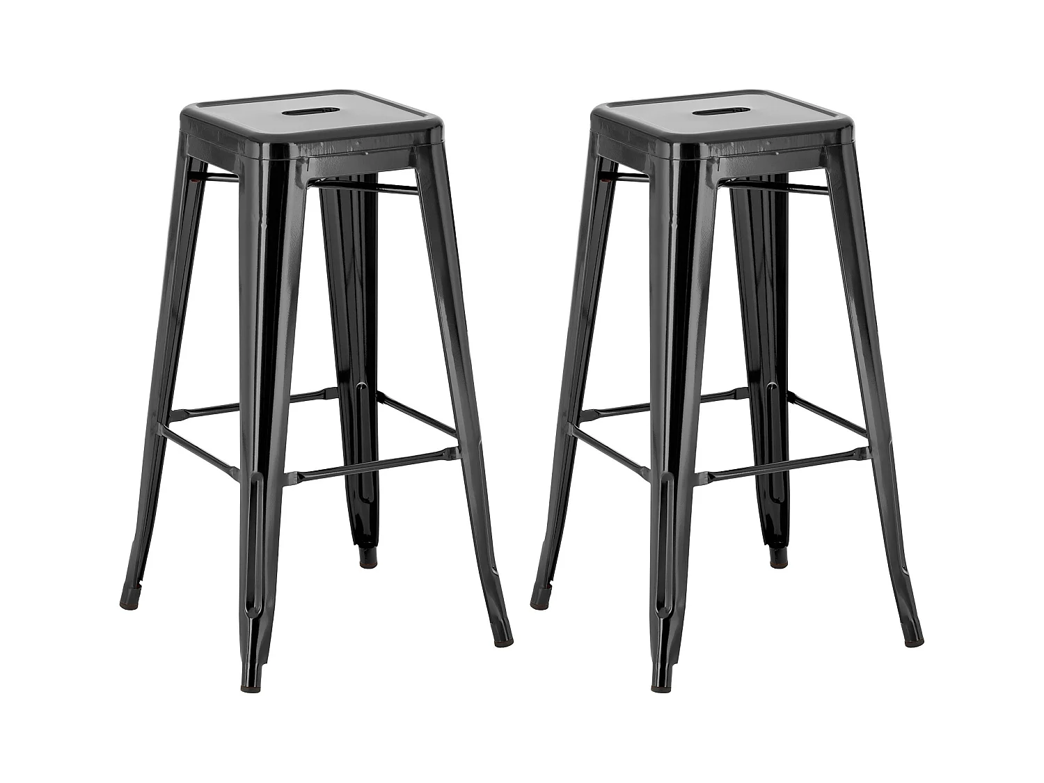 Lot de 2  Tabouret de bar - Métal - Noir - Joshua