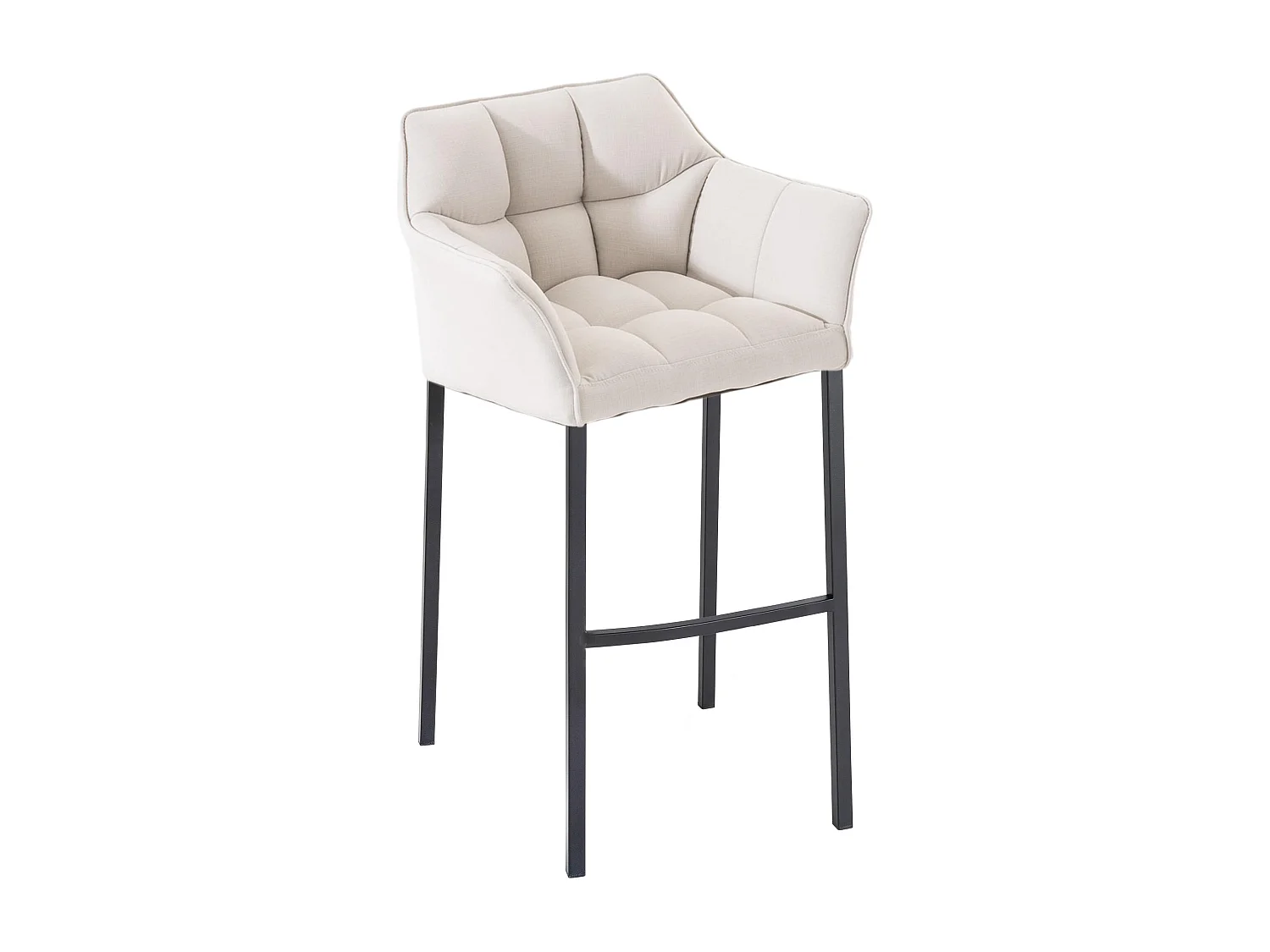 Tabouret de bar - Tissu & Noir - Blanc - Damaso