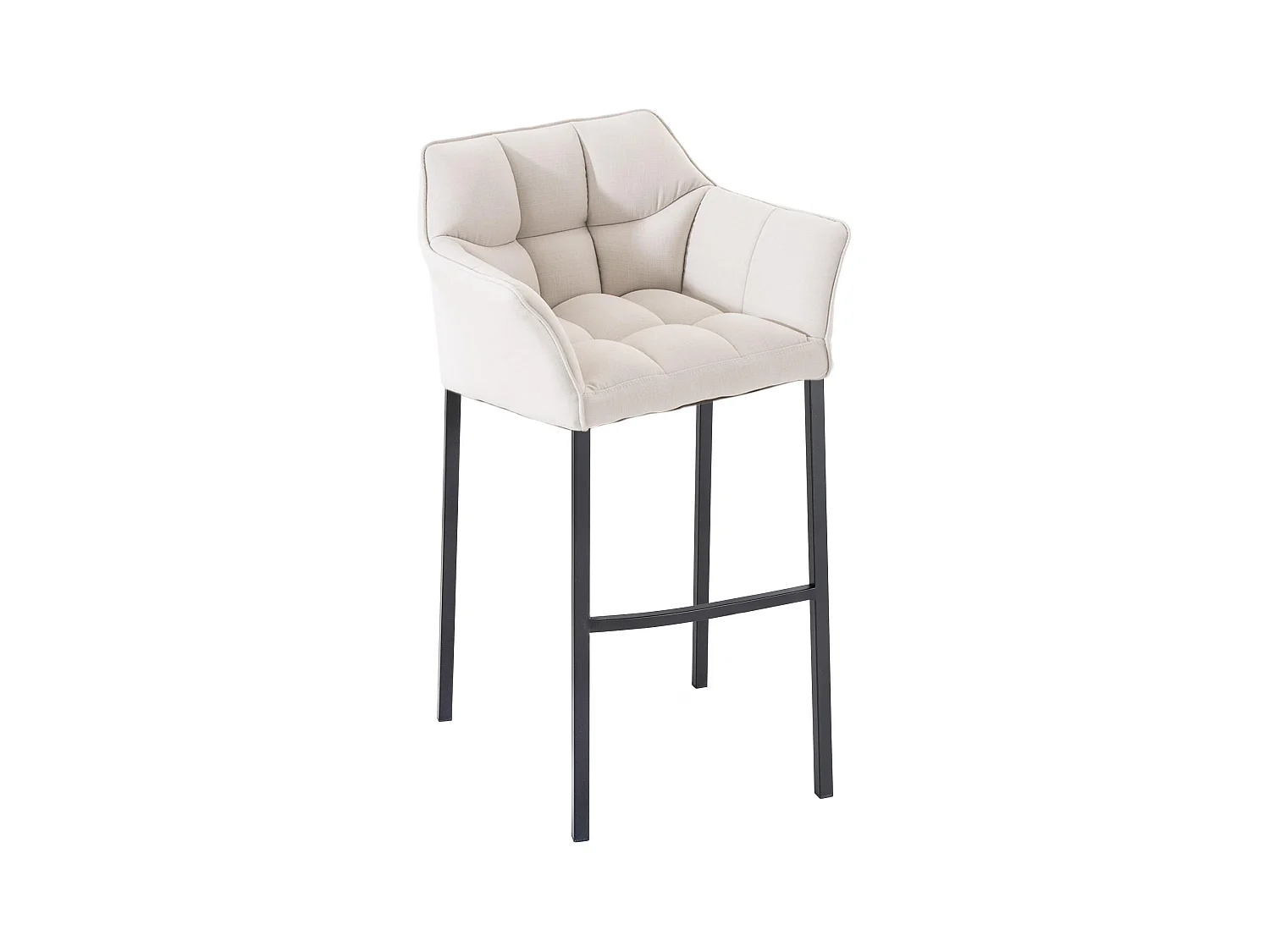 Tabouret de bar - Tissu & Noir - Blanc - Damaso