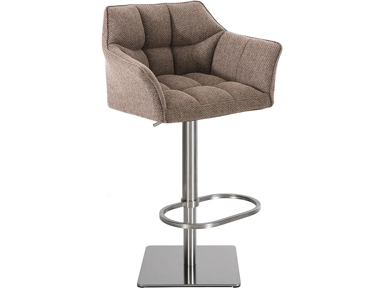 Tabouret de bar - Tissu & Acier inoxydable - Marron terre - Damaso