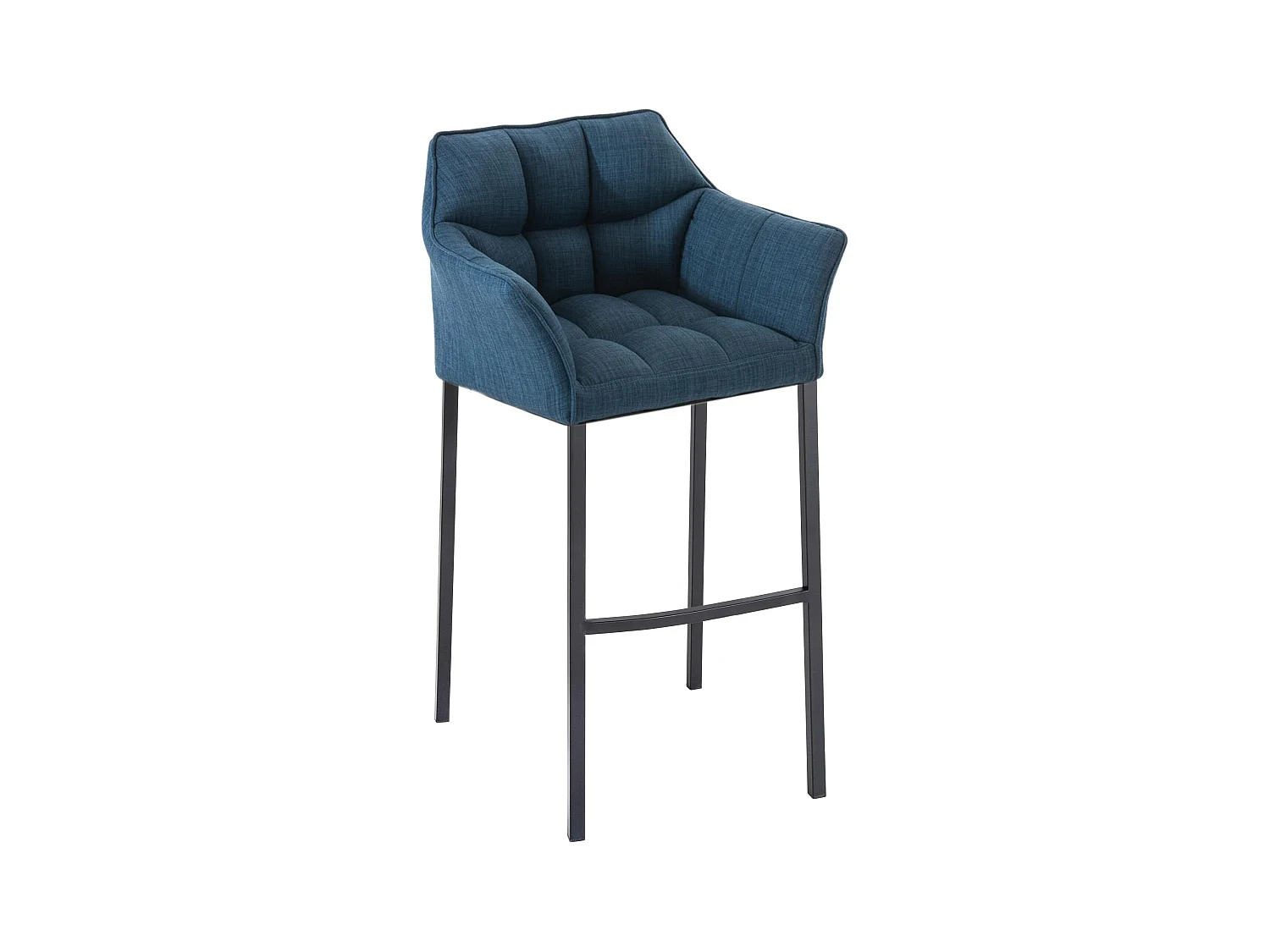 Tabouret de bar - Tissu & Noir - Bleu - Damaso