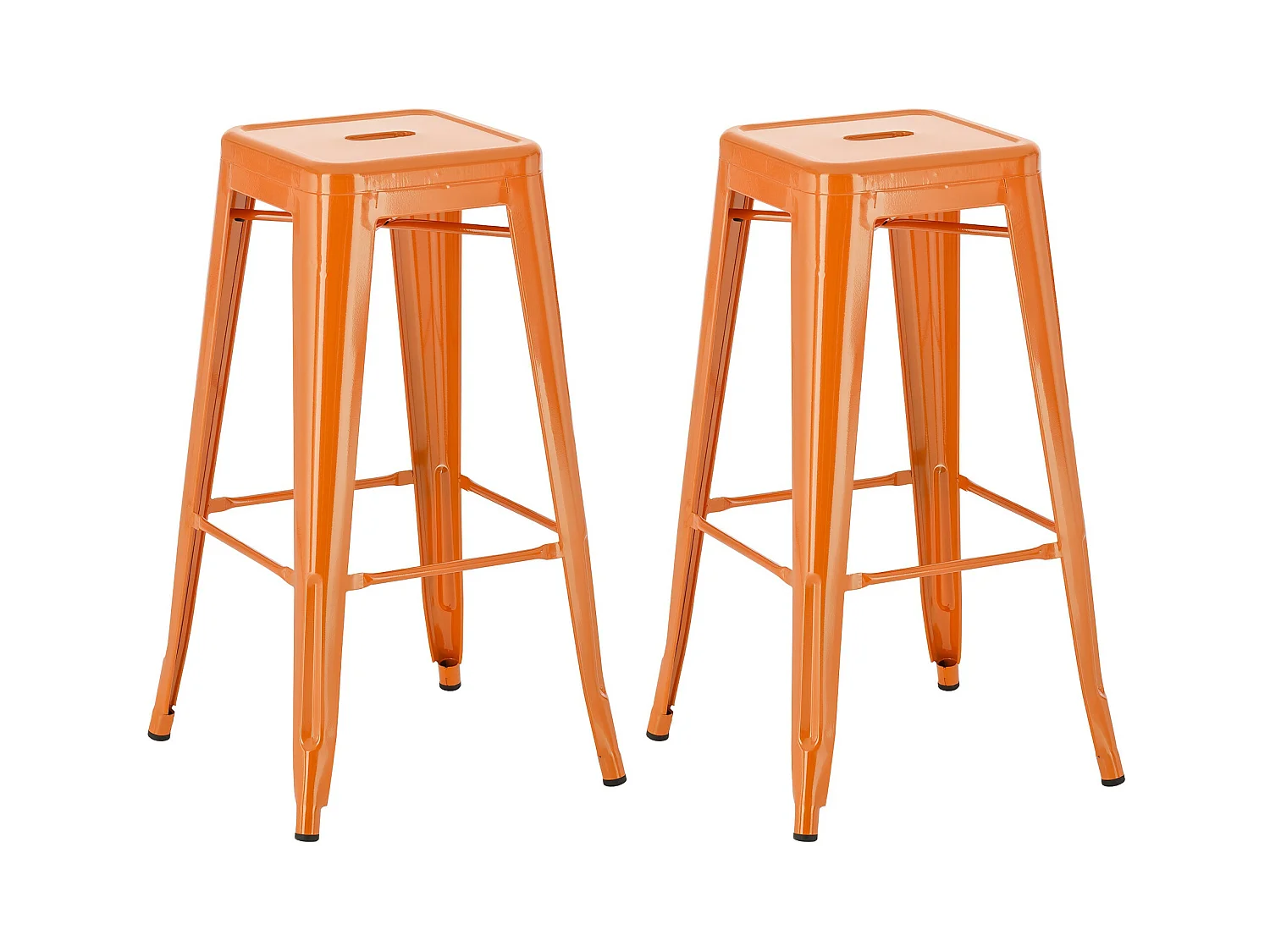 Lot de 2  Tabouret de bar - Métal - Orange - Joshua