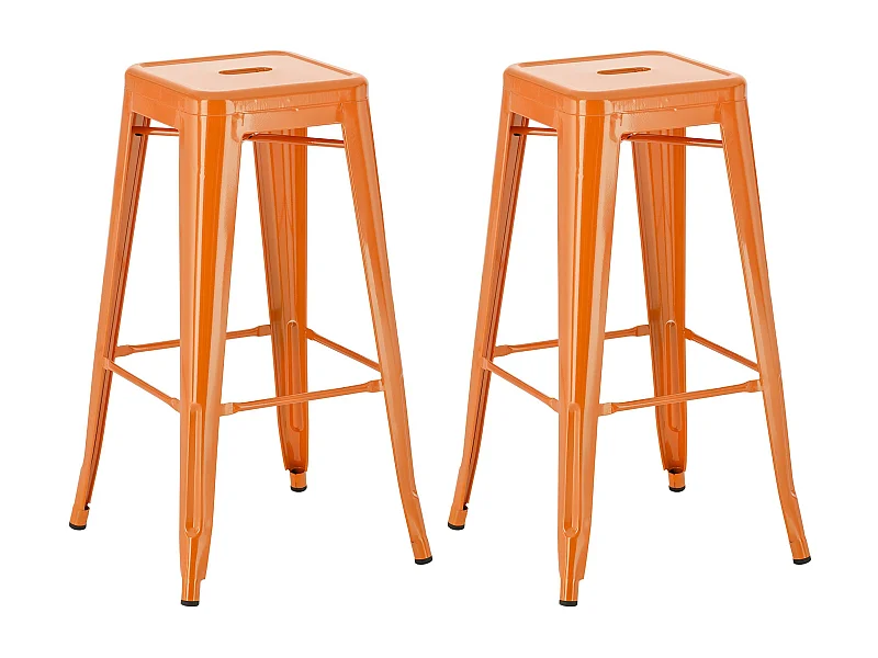 Lot de 2  Tabouret de bar - Métal - Orange - Joshua