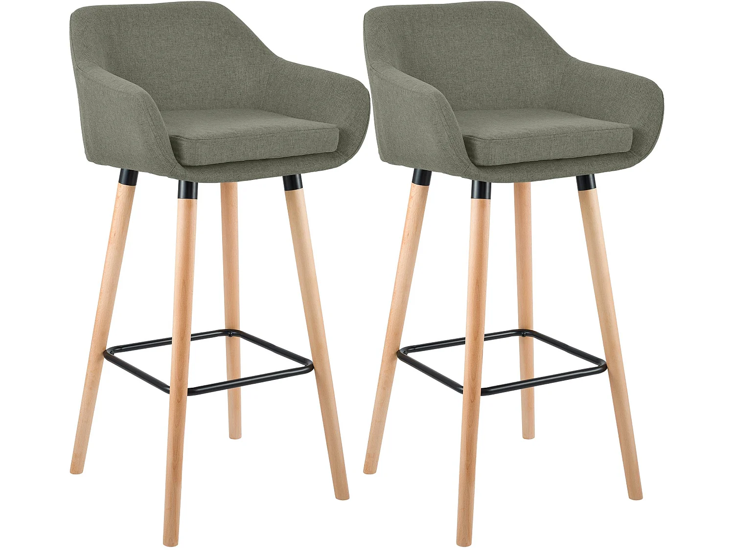 Lot de 2  Tabouret de bar - Tissu & Nature - Gris clair - Grant