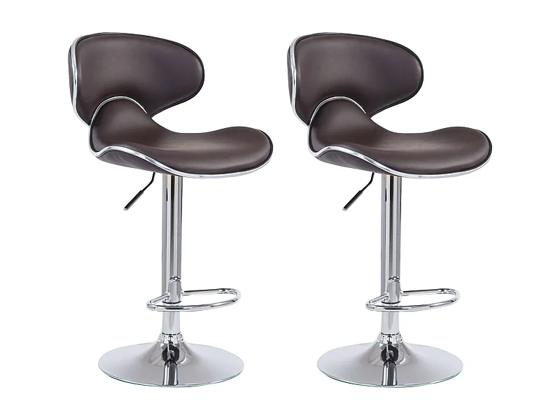 Lot de 2  Tabouret de bar - Similicuir & Chrome - Marron - Las Vegas v2
