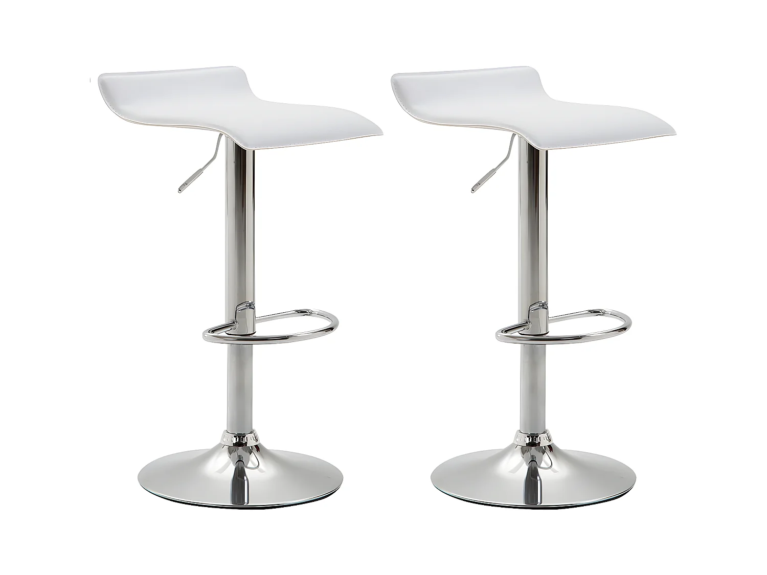 Lot de 2 Tabourets de bar - Similicuir & Métal - Blanc - Dyn V2