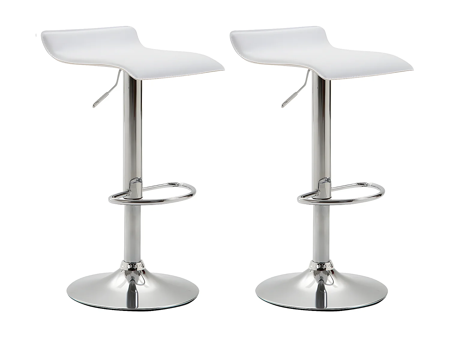 Lot de 2 Tabourets de bar - Similicuir & Métal - Blanc - Dyn V2