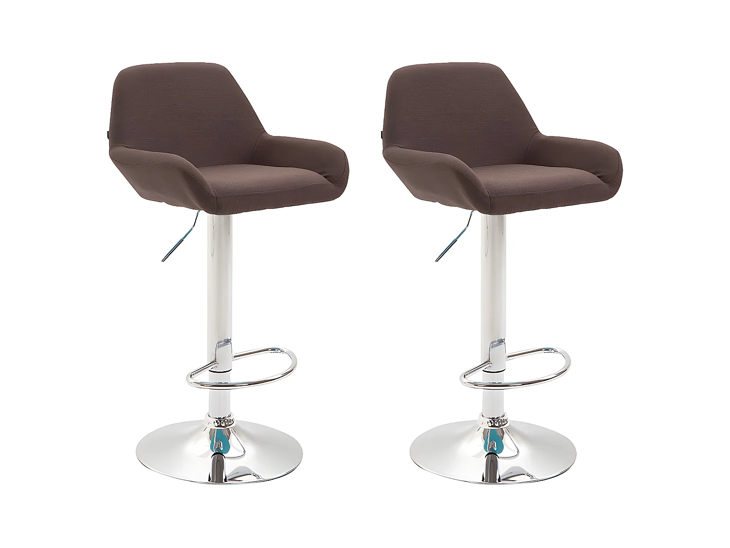 Lot de 2 Tabourets de bar - Tissu & Métal chromé - Marron - Braga