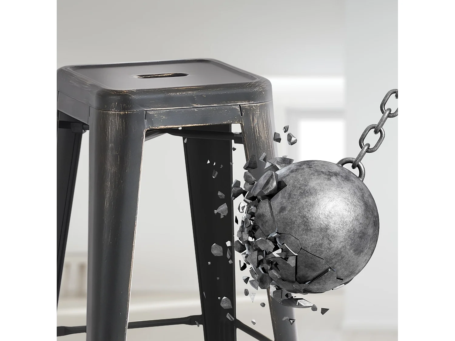 Tabouret de bar - Métal - Noir-Or - Joshua