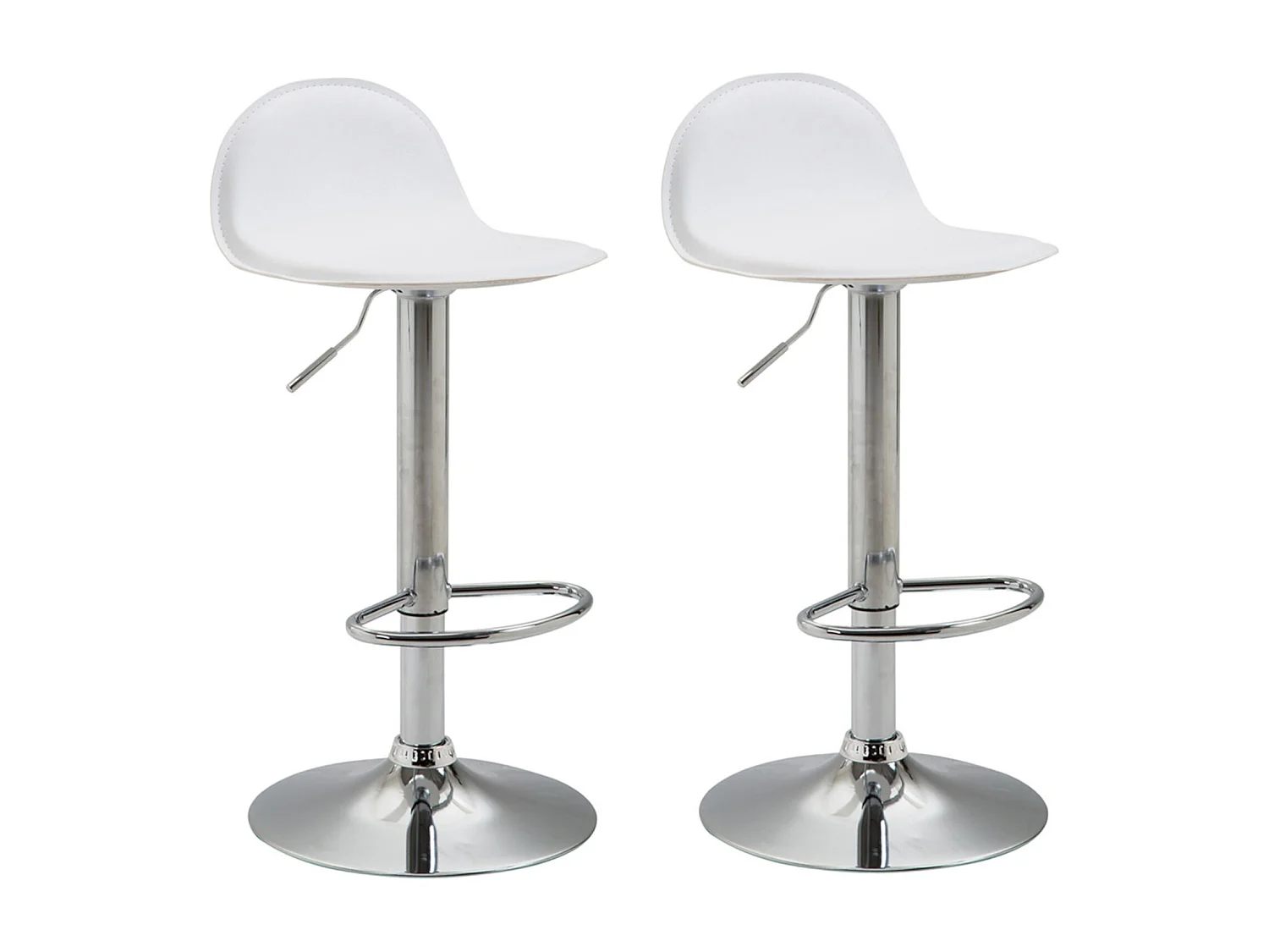 Lot de 2 Tabourets de bar - Similicuir & Métal - Blanc - Lana V2