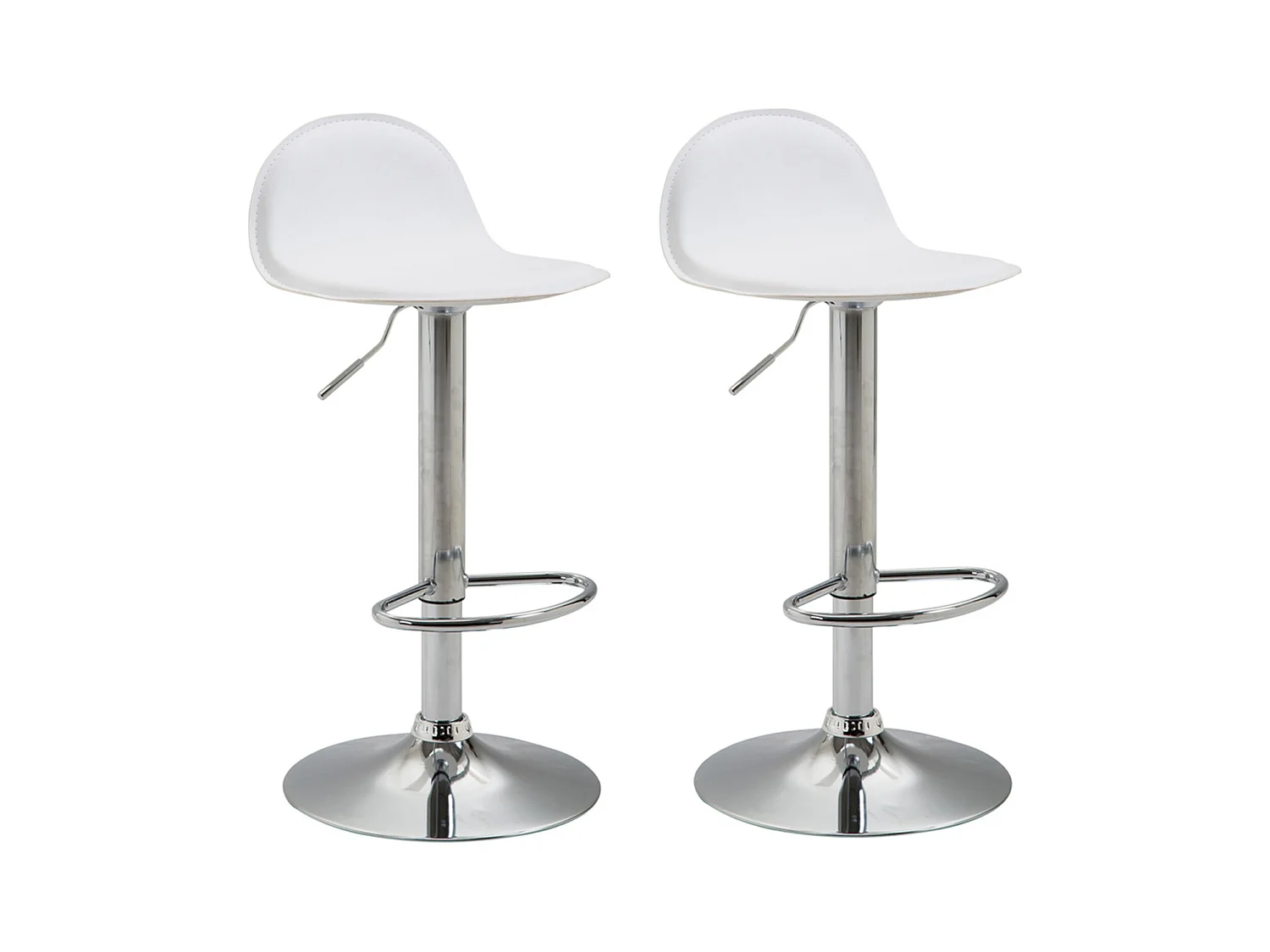 Lot de 2 Tabourets de bar - Similicuir & Métal - Blanc - Lana V2