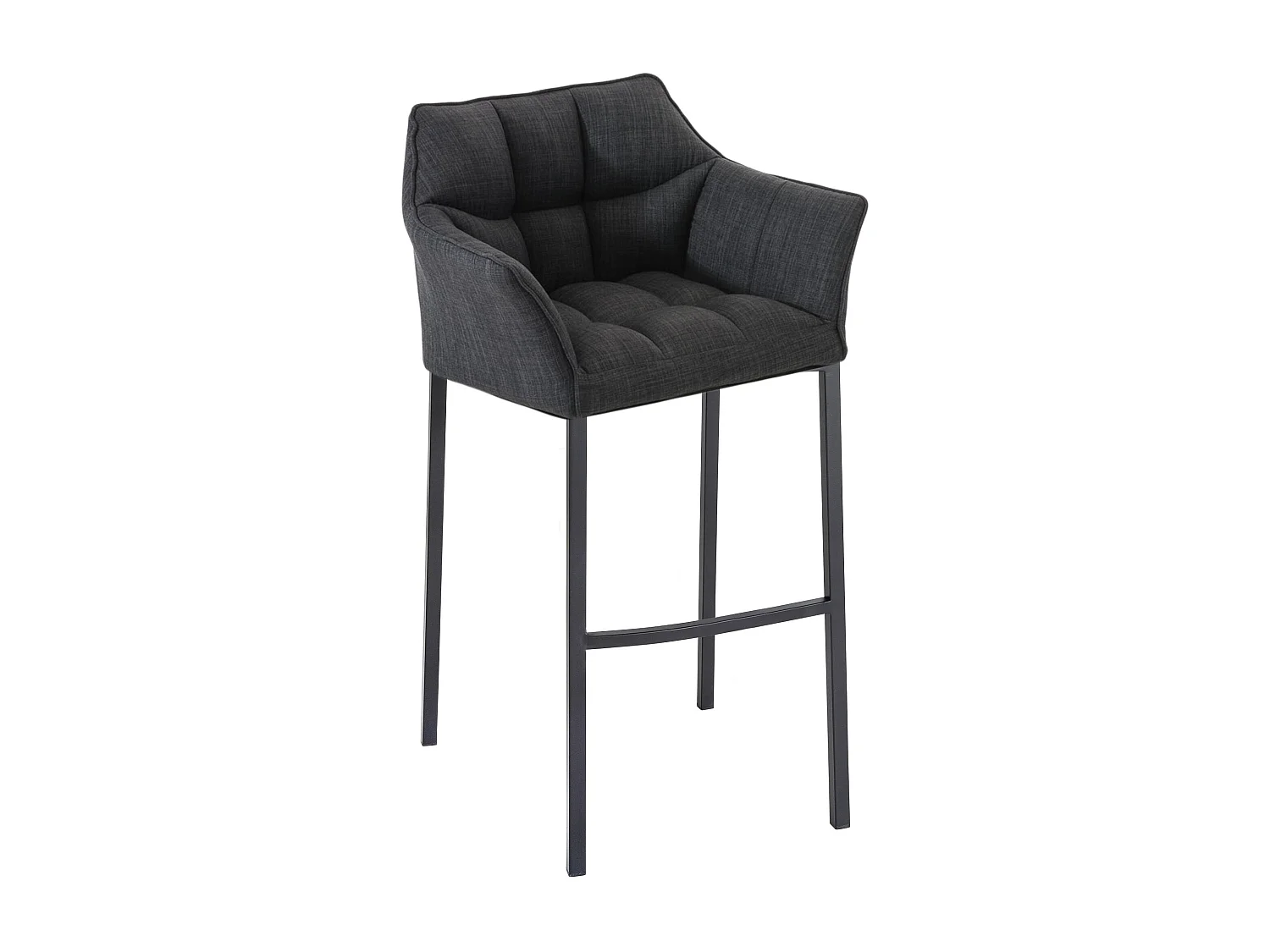 Tabouret de bar - Tissu & Noir - Gris foncé - Damaso