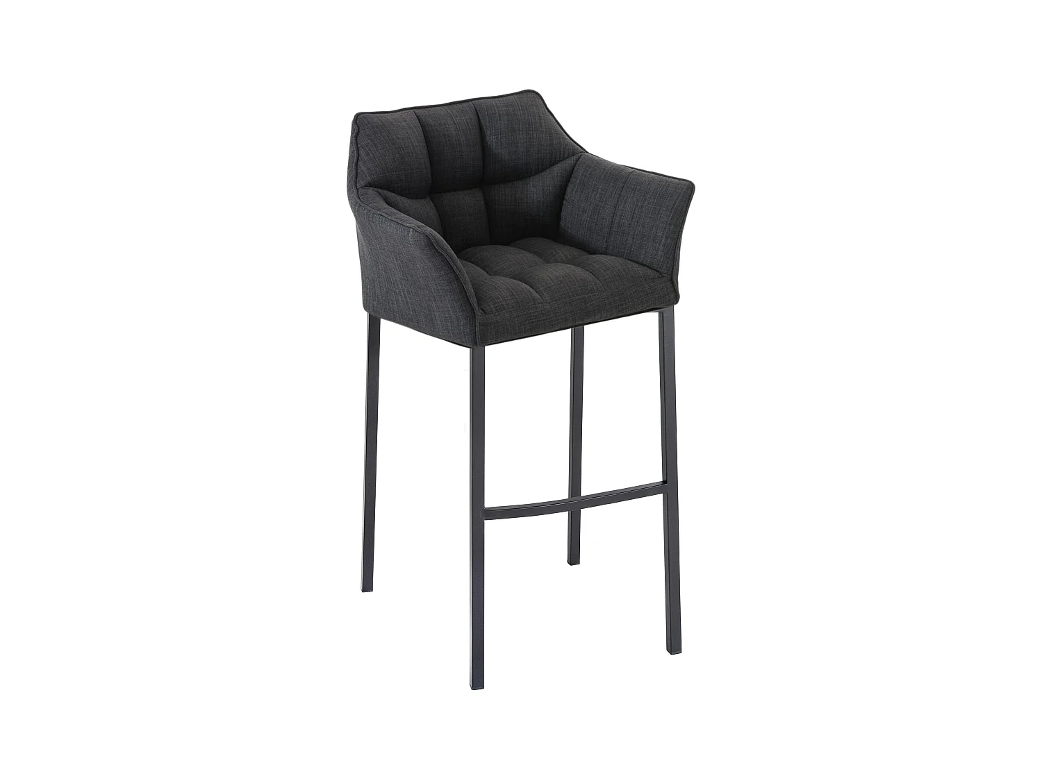 Tabouret de bar - Tissu & Noir - Gris foncé - Damaso