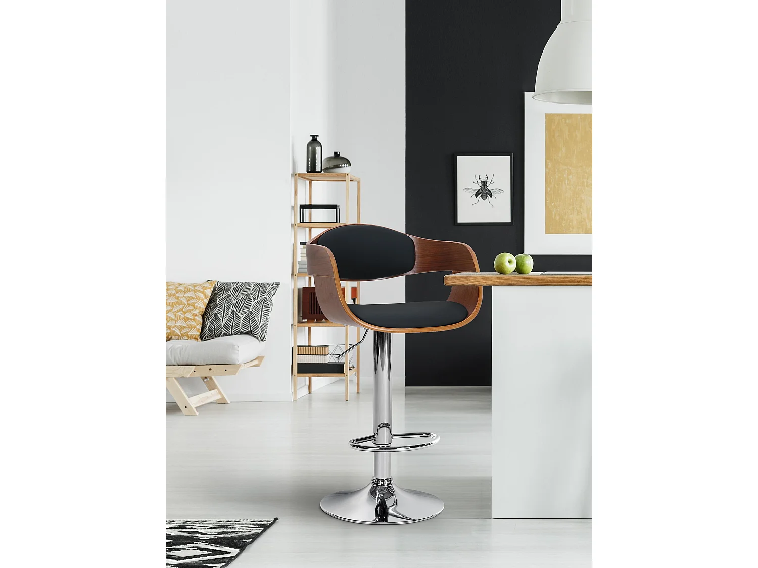 Tabouret de bar - Similicuir - Noyer / Noir - Kingston