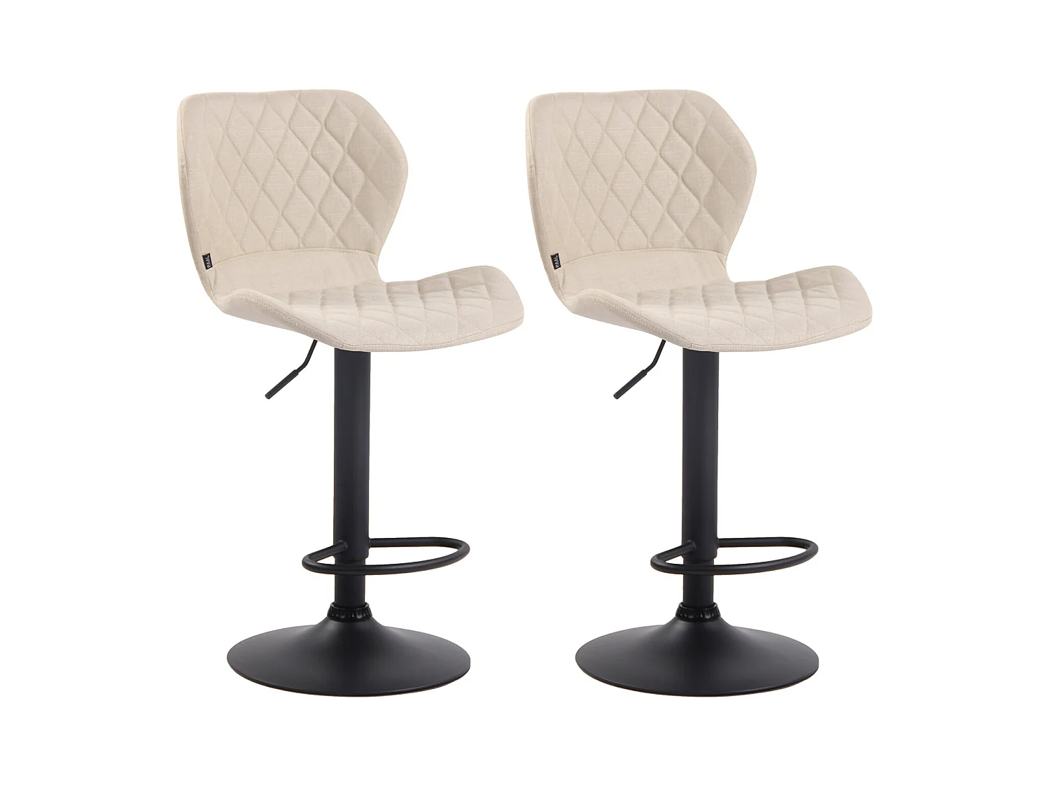 Lot de 2 Tabourets de bar - Tissu & Métal - Crème - Cork