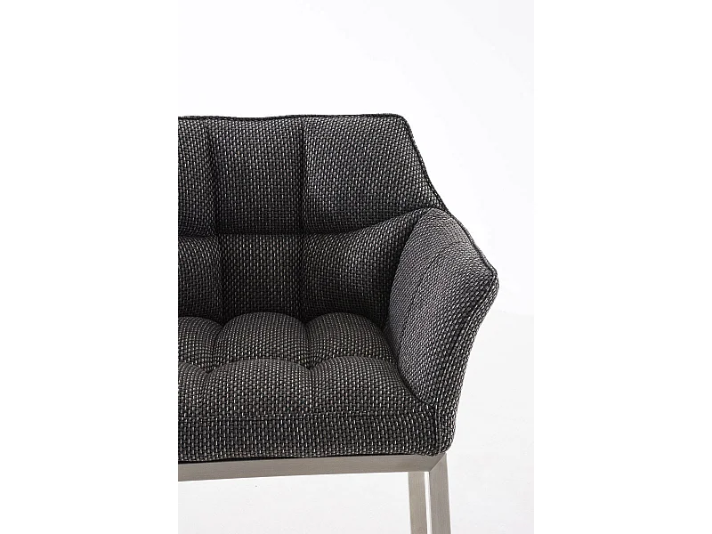 Tabouret de bar - Tissu & Acier inoxydable - Gris titane - Damaso