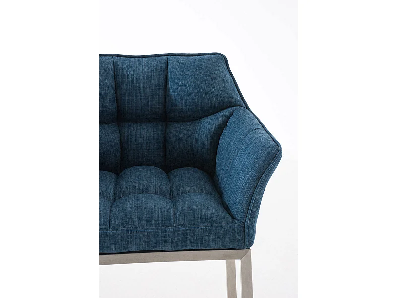 Tabouret de bar - Tissu & Acier inoxydable - Bleu - Damaso