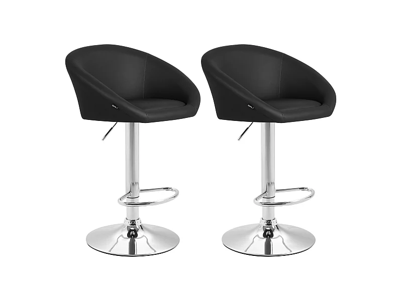 2er Set Barhocker - Kunstleder & Metall in Chromoptik - schwarz - Miami V2