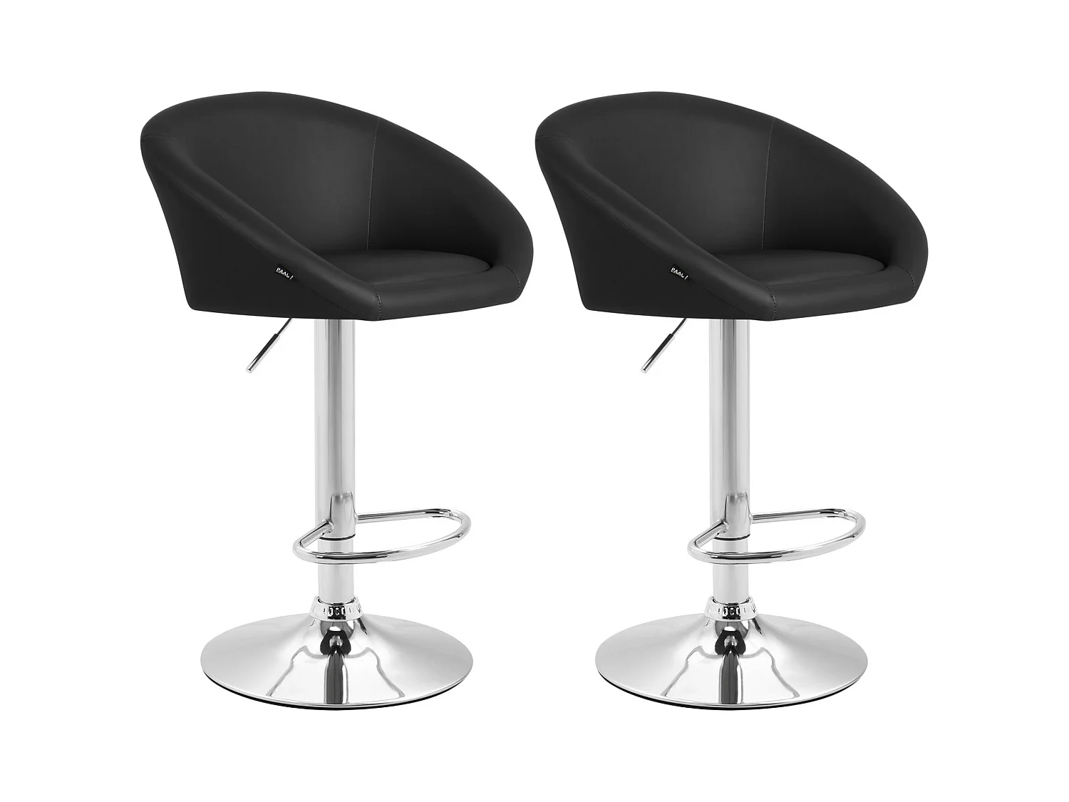 Lot de 2 Tabourets de bar - Similicuir & Métal chromé - Noir - Miami V2