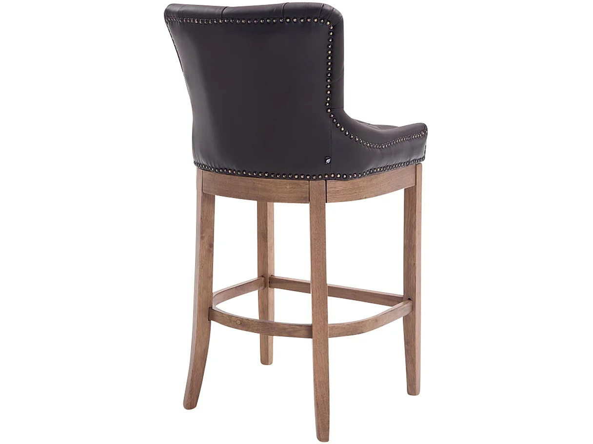 Tabouret de bar - Véritable cuir & Acier inoxydable - Marron - Lakewood