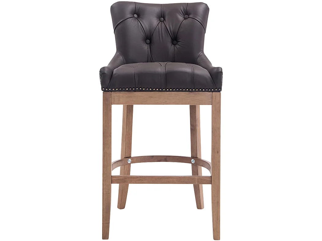Tabouret de bar - Véritable cuir & Acier inoxydable - Marron - Lakewood