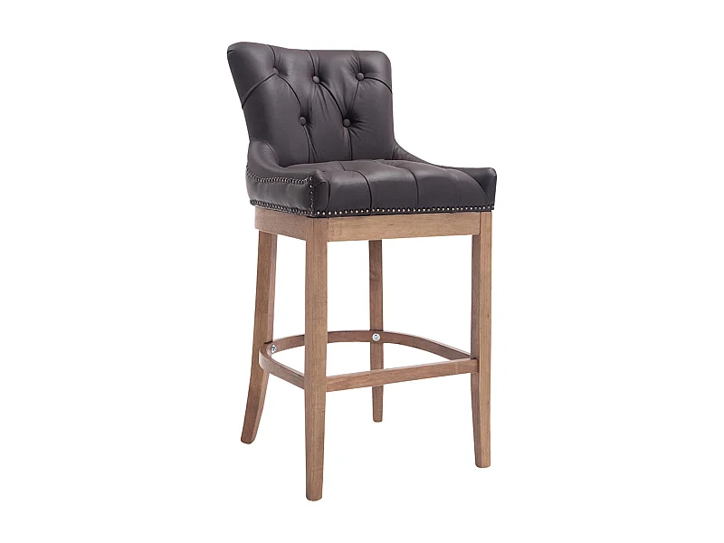 Tabouret de bar - Véritable cuir & Bois - Marron - Lakewood