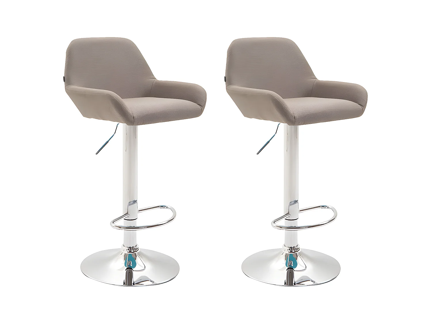 Lot de 2 Tabourets de bar - Tissu & Métal chromé - Taupe - Braga