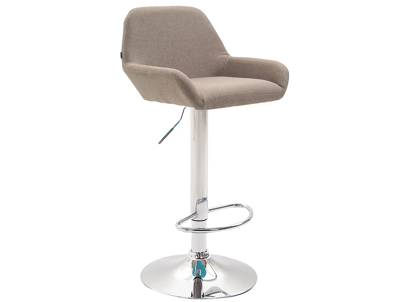 Lot de 2 Tabourets de bar - Tissu & Métal chromé - Taupe - Braga