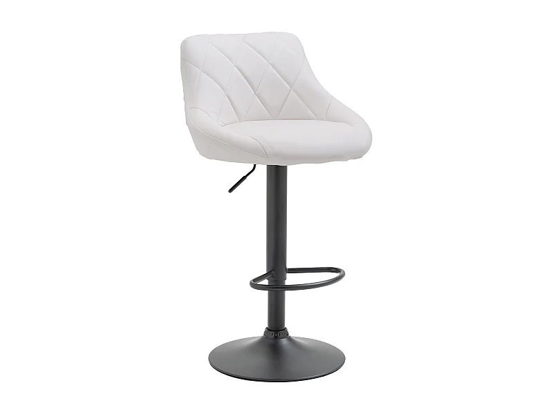 Tabouret de bar - Similicuir & Noir - Blanc - Lazio