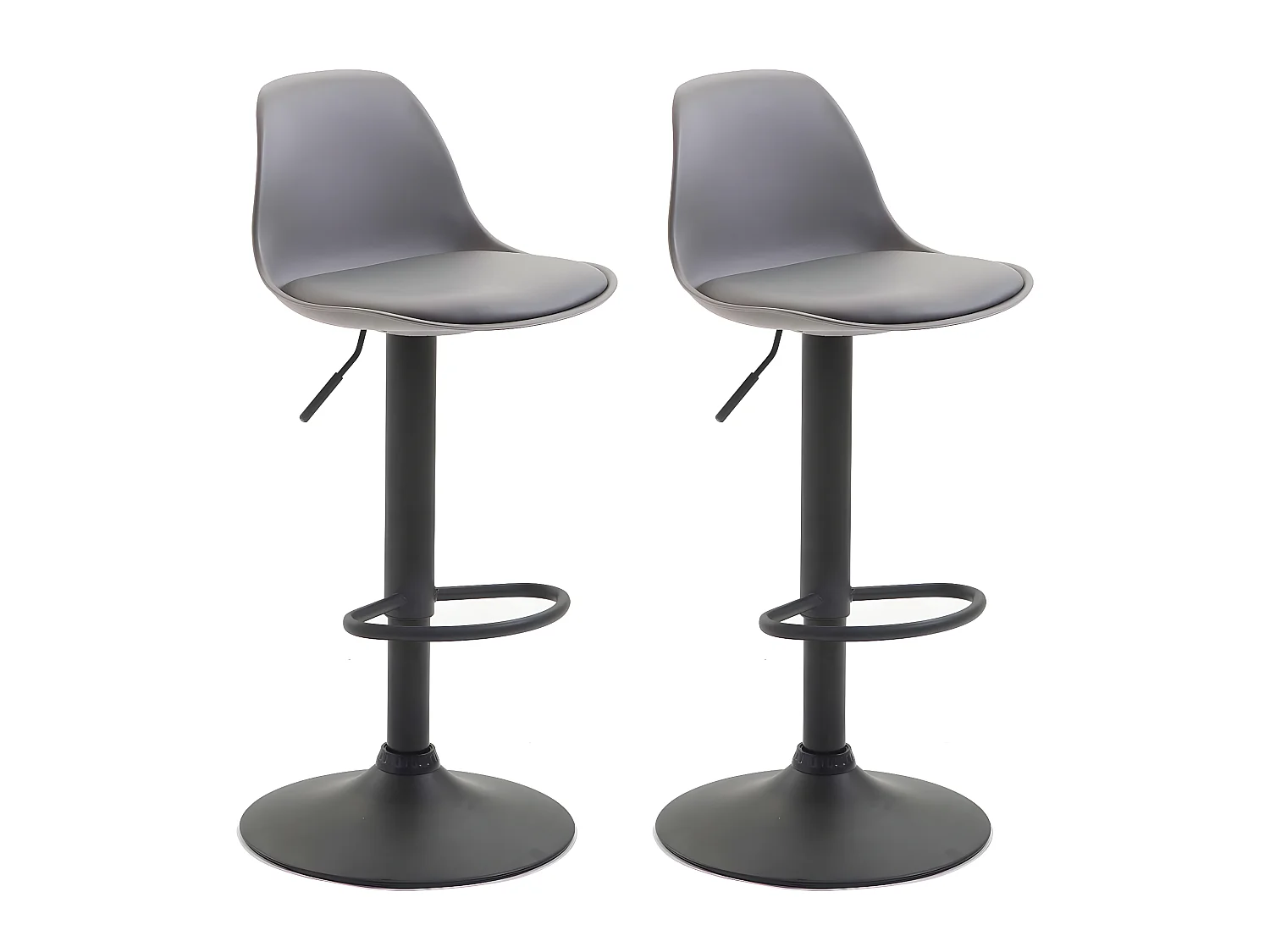 Lot de 2 Tabourets de bar - Similicuir & Métal - Gris - Kiel