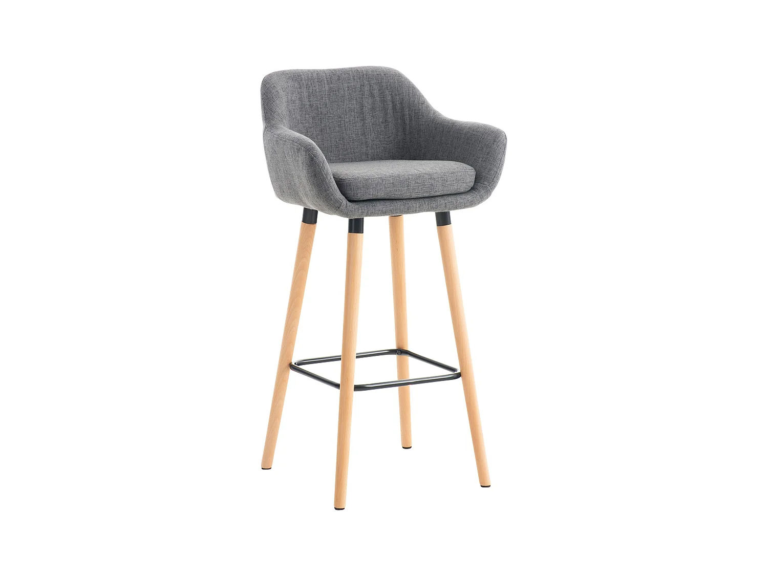 Tabouret de bar - Tissu & Bois - Gris clair - Grant