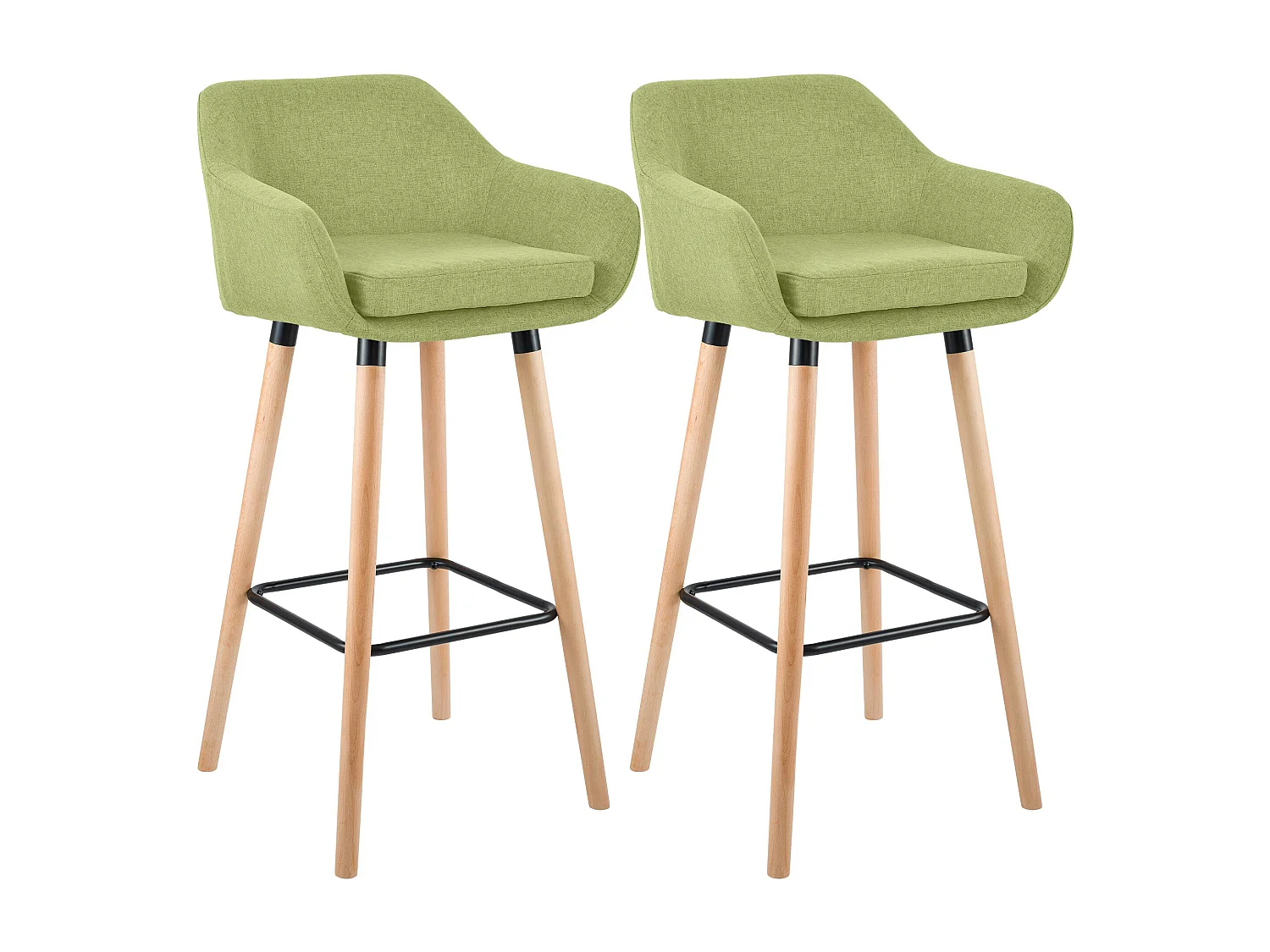 Lot de 2  Tabouret de bar - Tissu - Vert clair - Grant