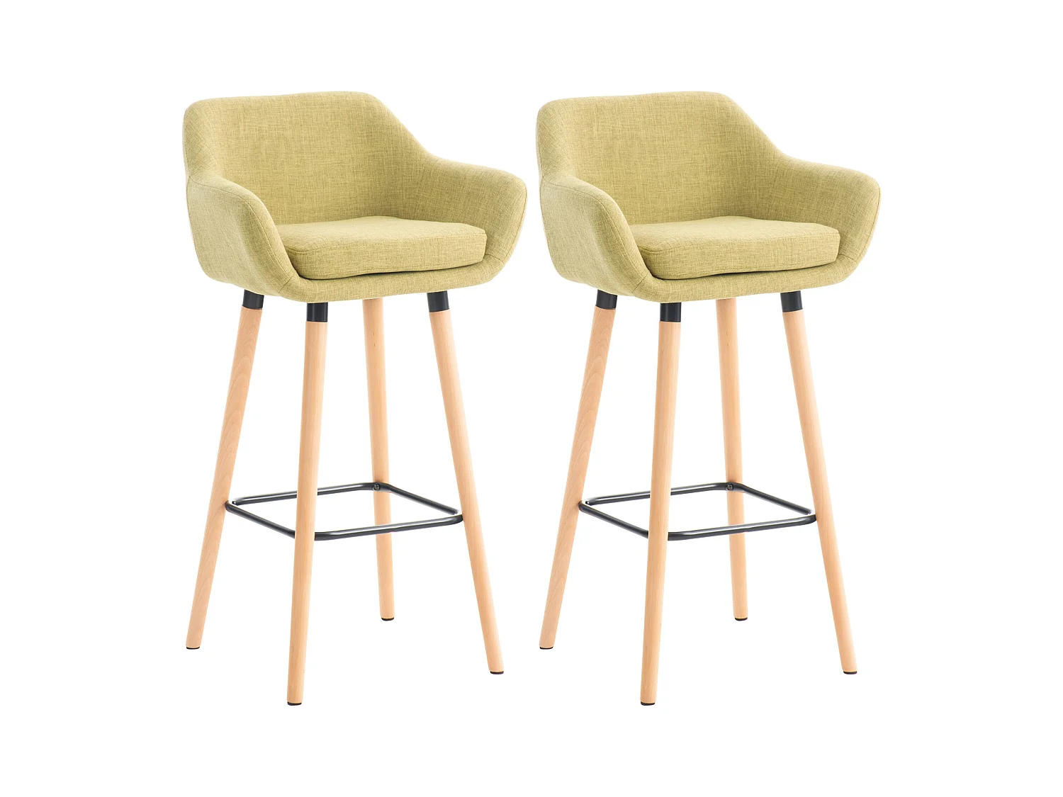 Lot de 2  Tabouret de bar - Tissu & Bois - Vert clair - Grant