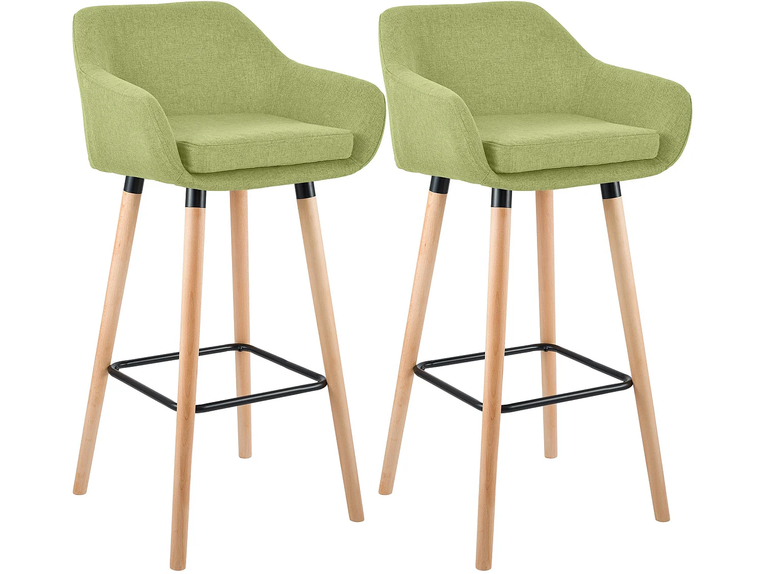 Lot de 2  Tabouret de bar - Tissu & Nature - Vert clair - Grant
